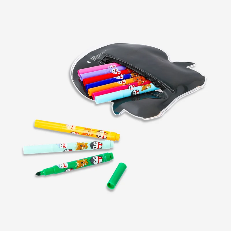 Markers in penguin case - 10 pcs