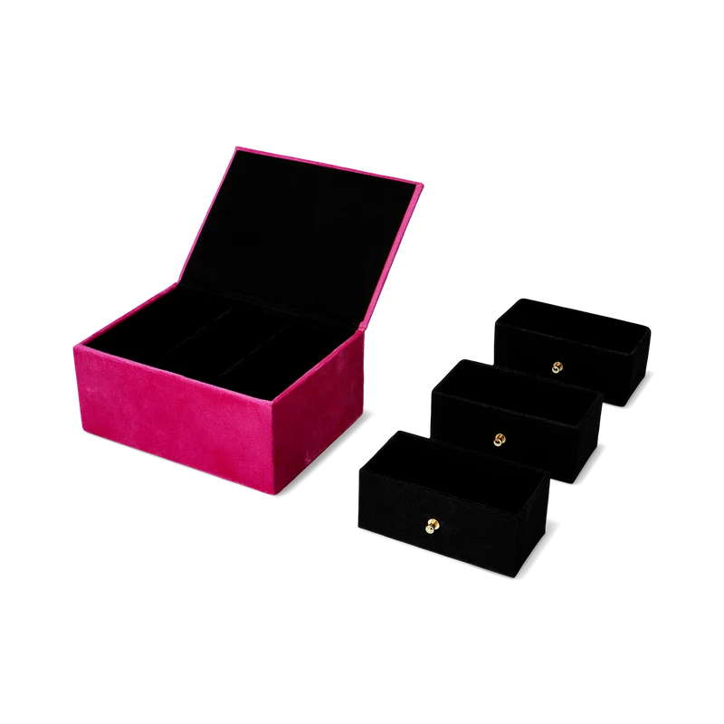 Pink velvet fridge jewellery storage