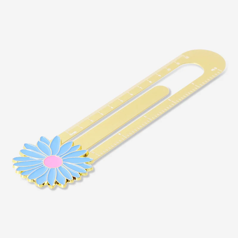 Gold metal ruler with flower