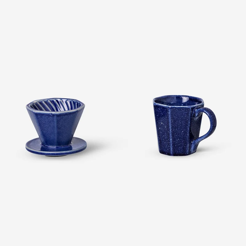 Blue mug with coffee drip - 2 pcs