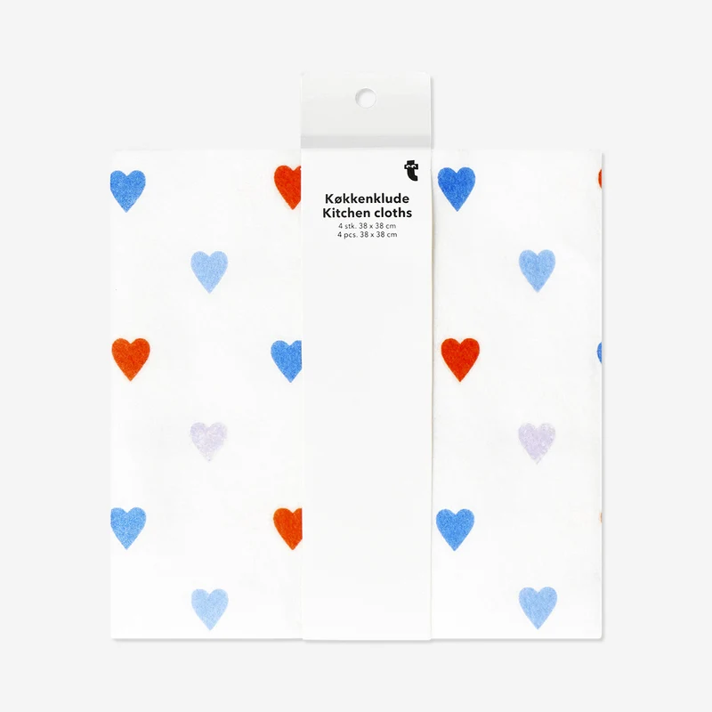 Kitchen cloths with hearts - 4 pcs