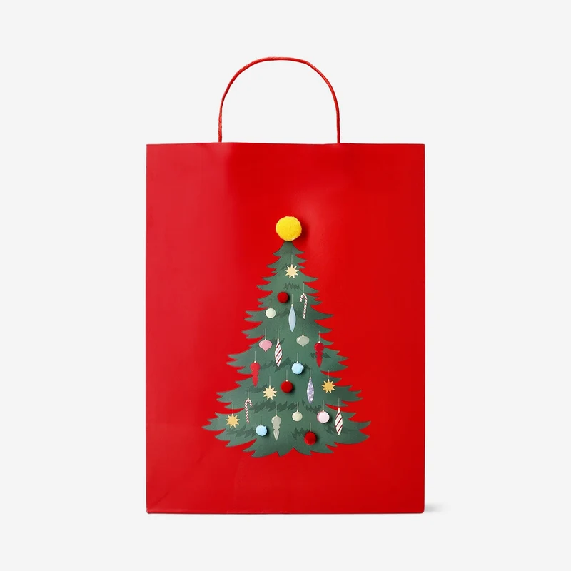 Gift bag with pom pom tree - 33 cm
