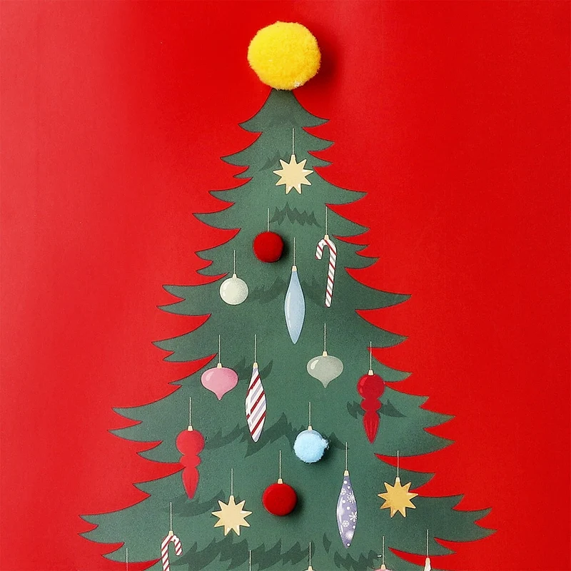 Gift bag with pom pom tree - 33 cm