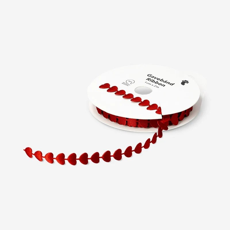 Ribbon as small red hearts - 2 m