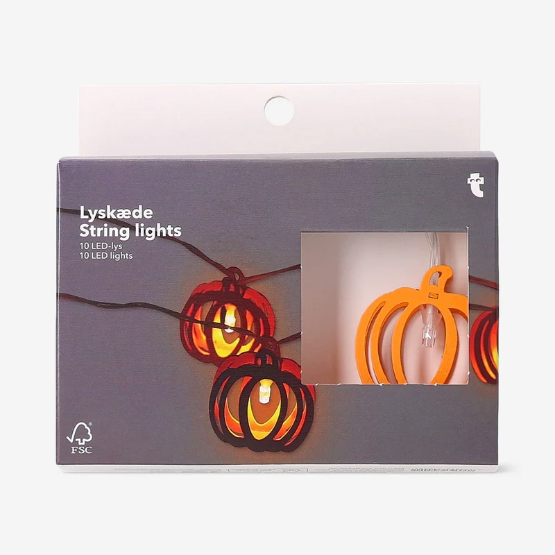 String lights - Wooden pumpkins