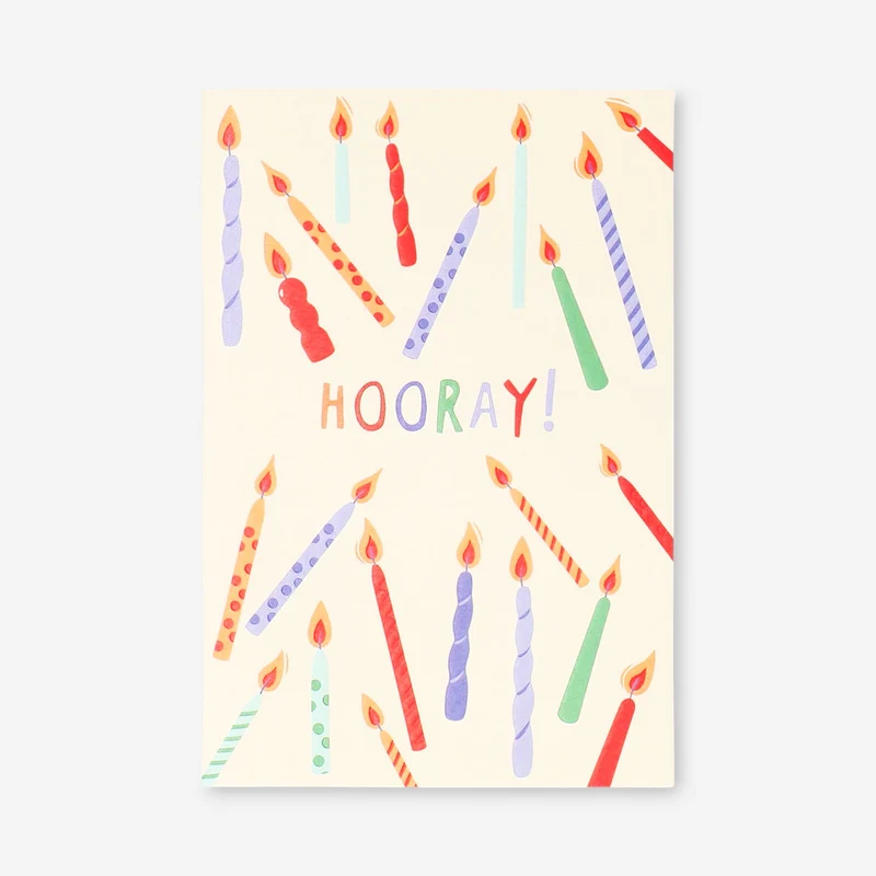 Greetings card - Candles and hooray