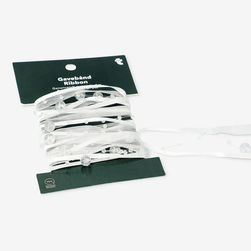 White ribbon with pearls - 2 m