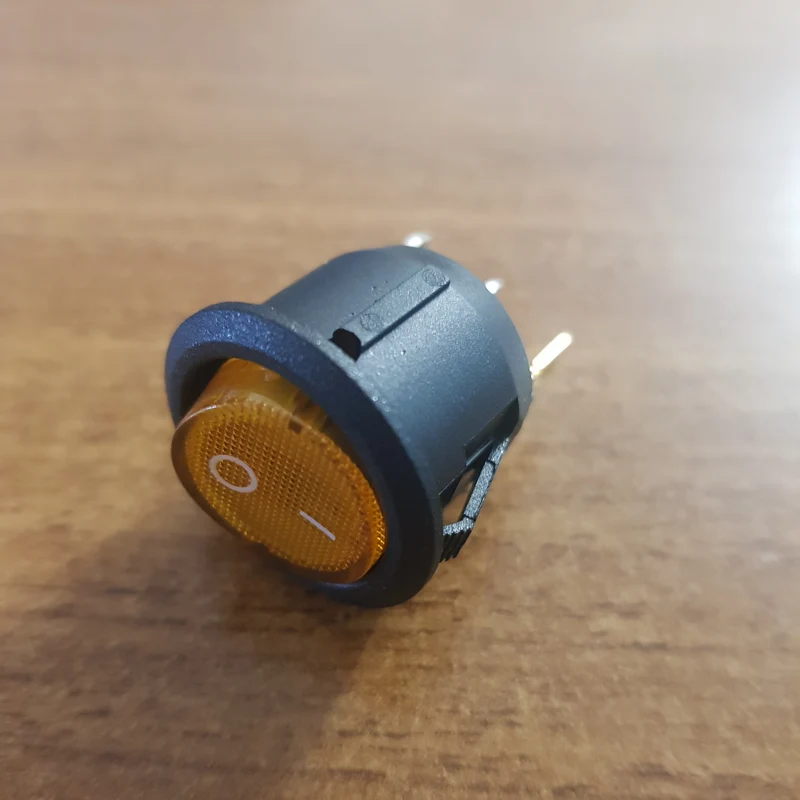 Interruttore tondo luminoso giallo ø 20mm - 6A 250V - 3 Faston 4,8mm