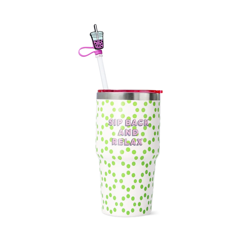 Tumbler with straw and icon straw covers - 3 pcs