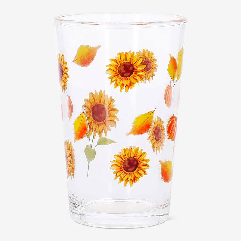 Drinking glass with sunflower print - 220 ml