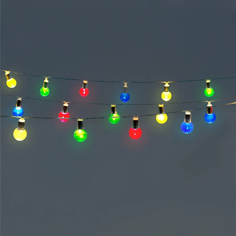 Multi-coloured string lights for outdoor use with timer - 390 cm