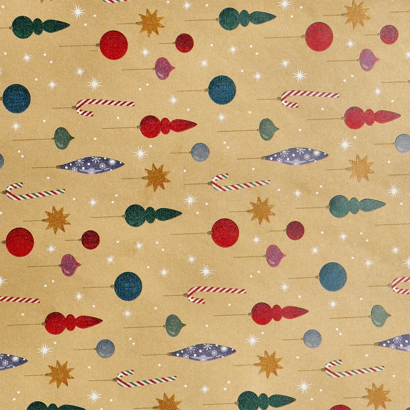1000 cm craft wrapping paper - Ornaments and candy canes