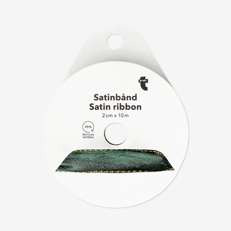Green satin ribbon - 10 m