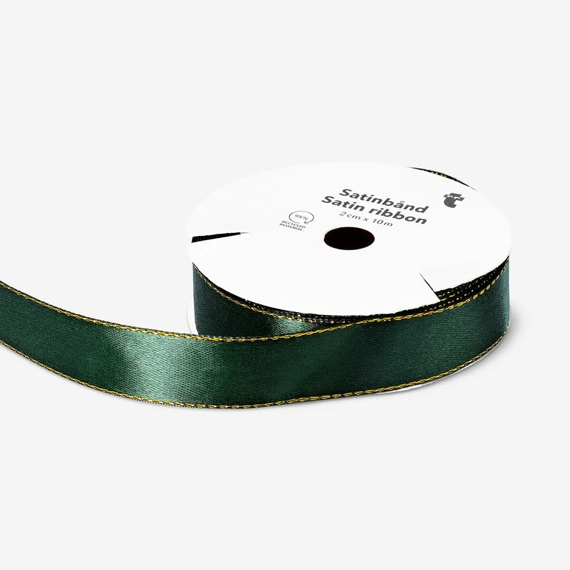 Green satin ribbon - 10 m