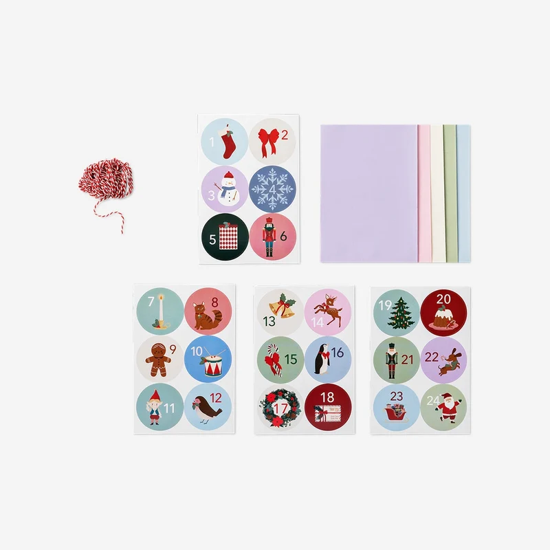 Advent gift bags with number stickers - 24 pcs