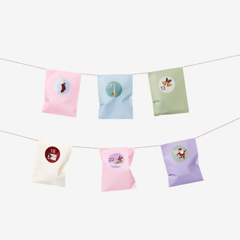 Advent gift bags with number stickers - 24 pcs