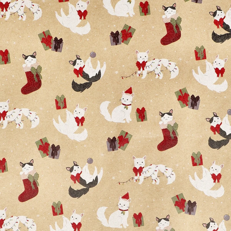400 cm craft wrapping paper - Christmas cats