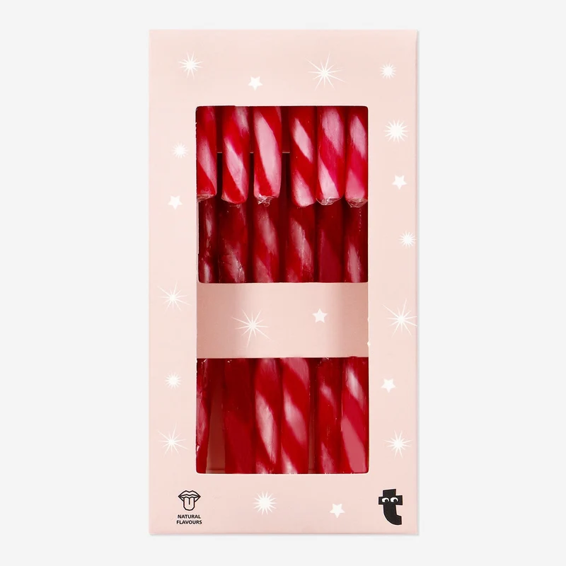 Candy canes with strawberry flavour - 8 pcs