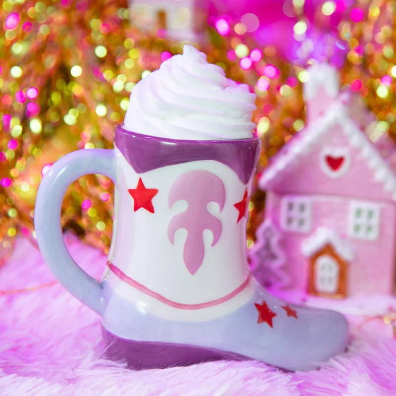 Purple cowboy boot shaped mug