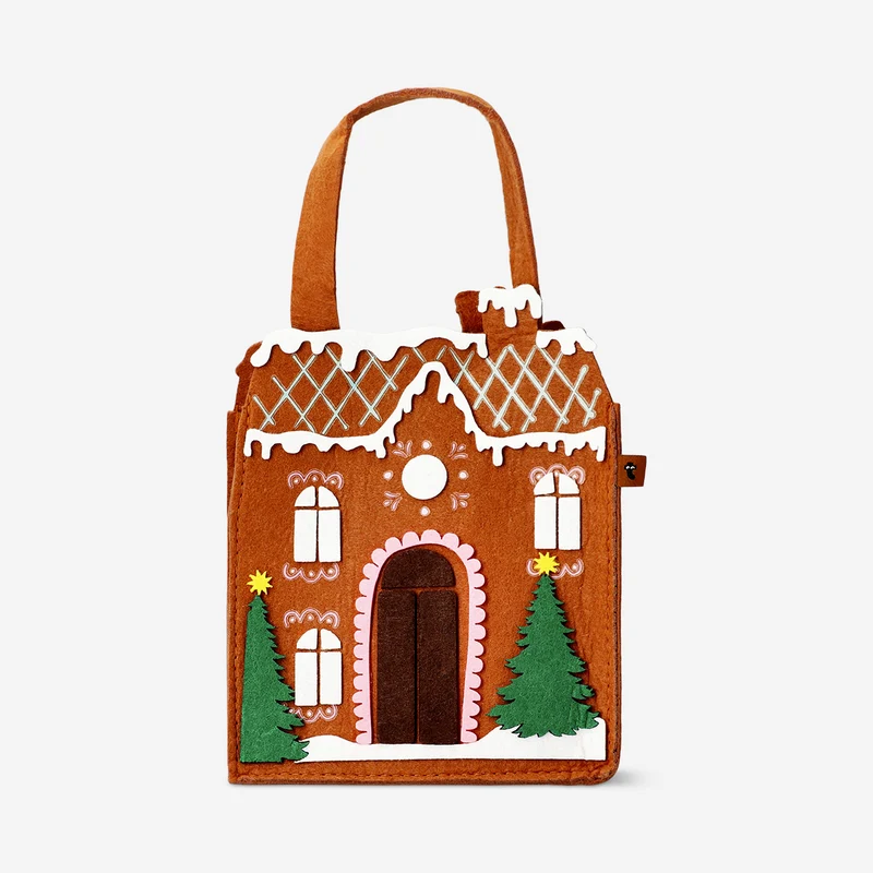 Gingerbread house felt bag with sweets