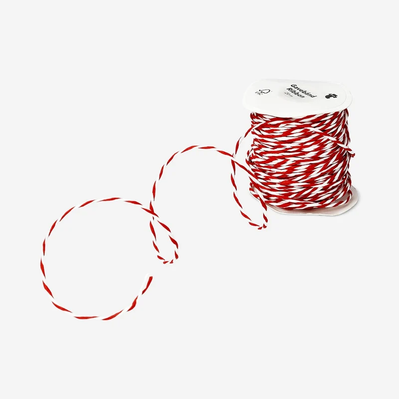 Red and white paper ribbon - 20 m