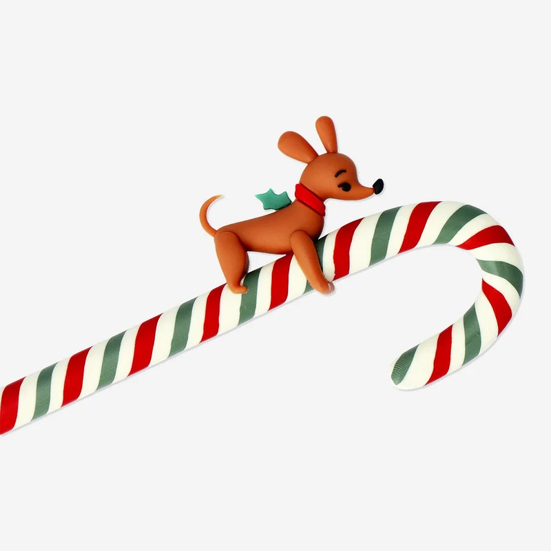 Candy cane shaped ballpoint pen