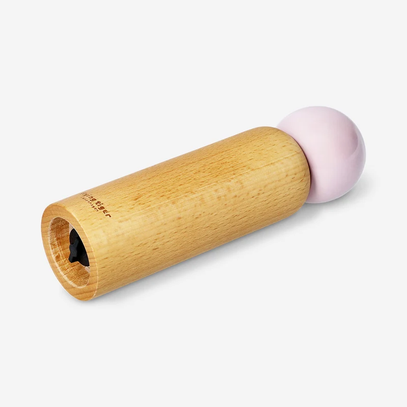 Wooden salt and pepper mill with pink ceramic top - 20 cm