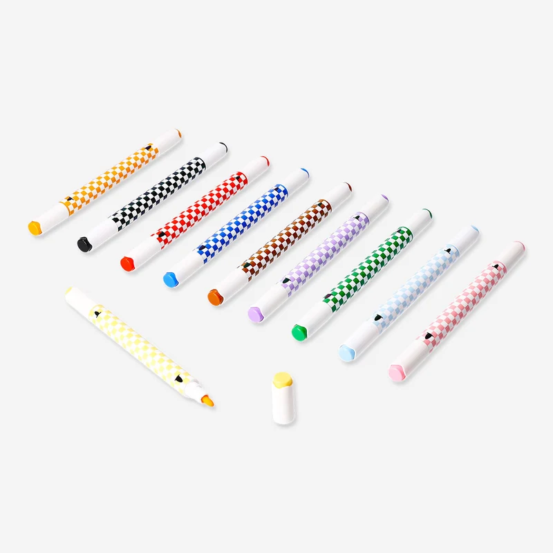 Twin markers with chequered print - 10 pcs