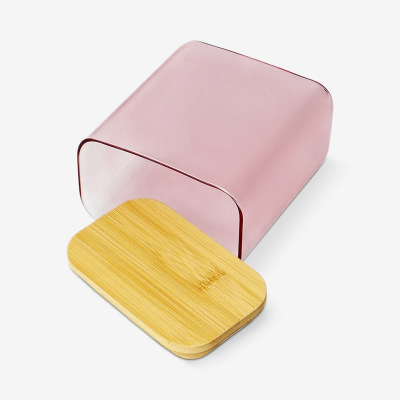 Designer Collection - Pink glass storage container with lid - 1,1 L