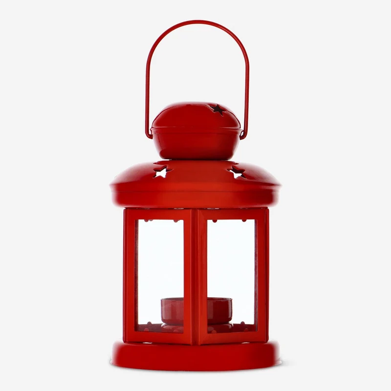 Red lantern for tealights - 15 cm