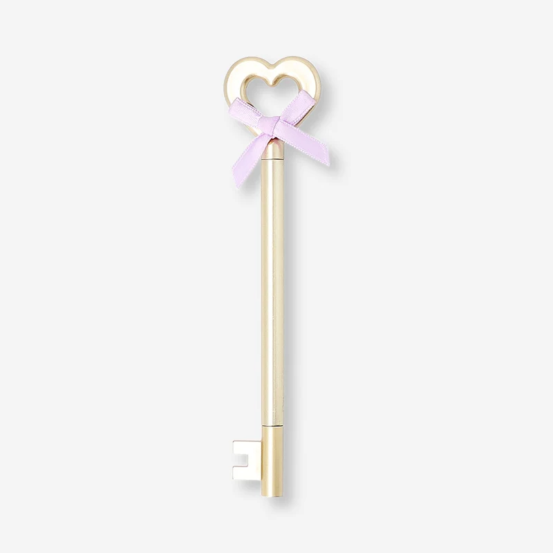 Ballpoint pen - Gold key design with bow