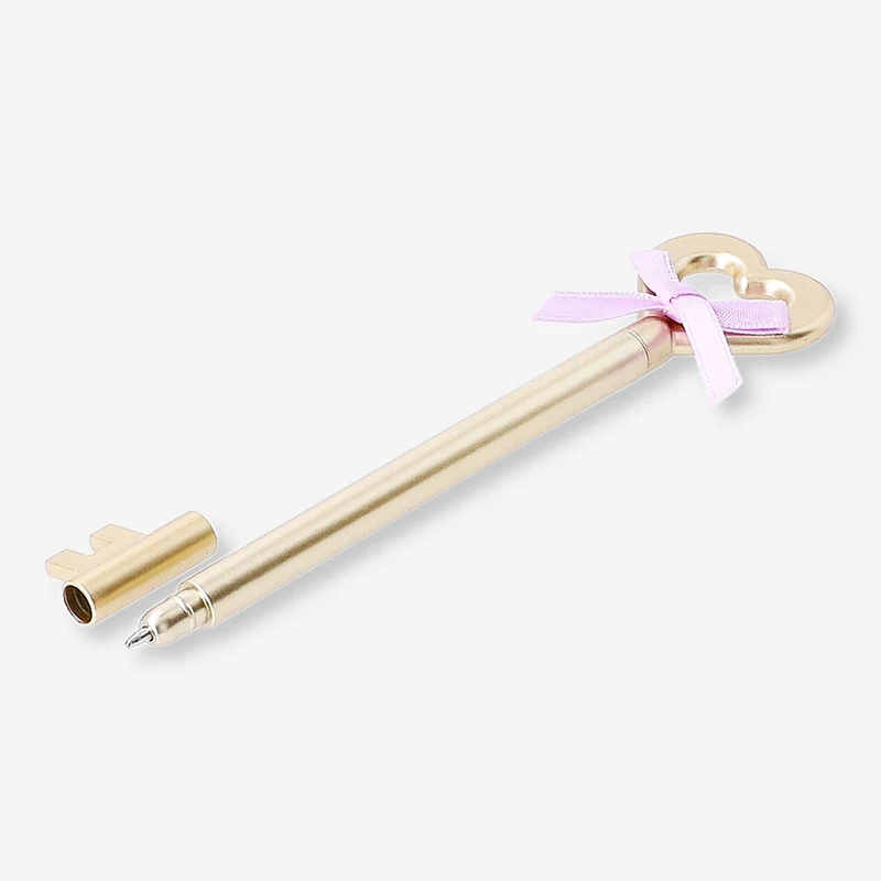 Ballpoint pen - Gold key design with bow