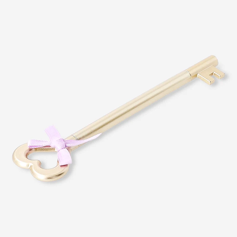 Ballpoint pen - Gold key design with bow