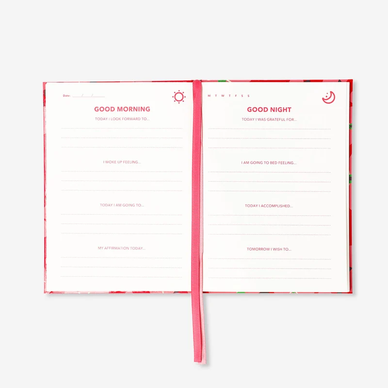 Red floral gratitude journal - English