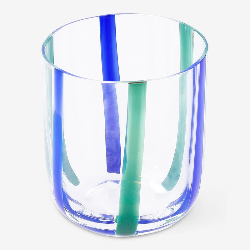 Drinking glass with blue and green stripes - 300 ml