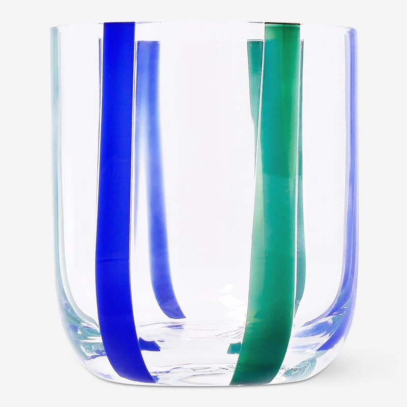 Drinking glass with blue and green stripes - 300 ml