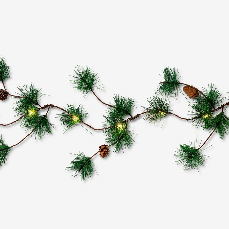 String lights with timer and pine cones - 330 cm