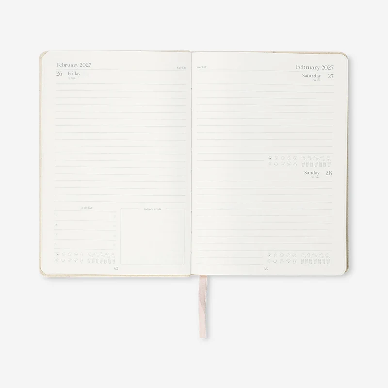 A5 fabric cover daily diary 2027 - English