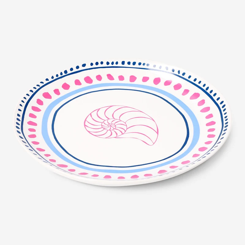 Ceramic plate with dots and seashell - 20 cm