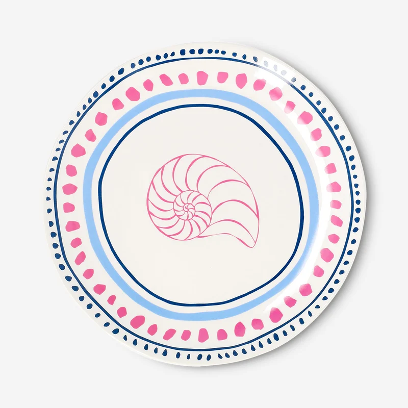 Ceramic plate with dots and seashell - 20 cm
