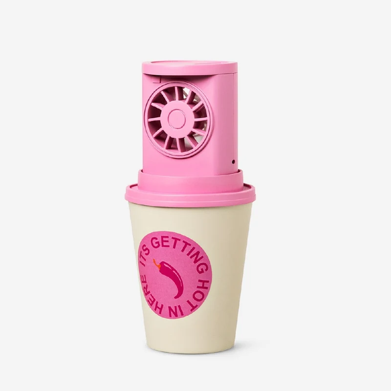 Desktop fan as coffee cup
