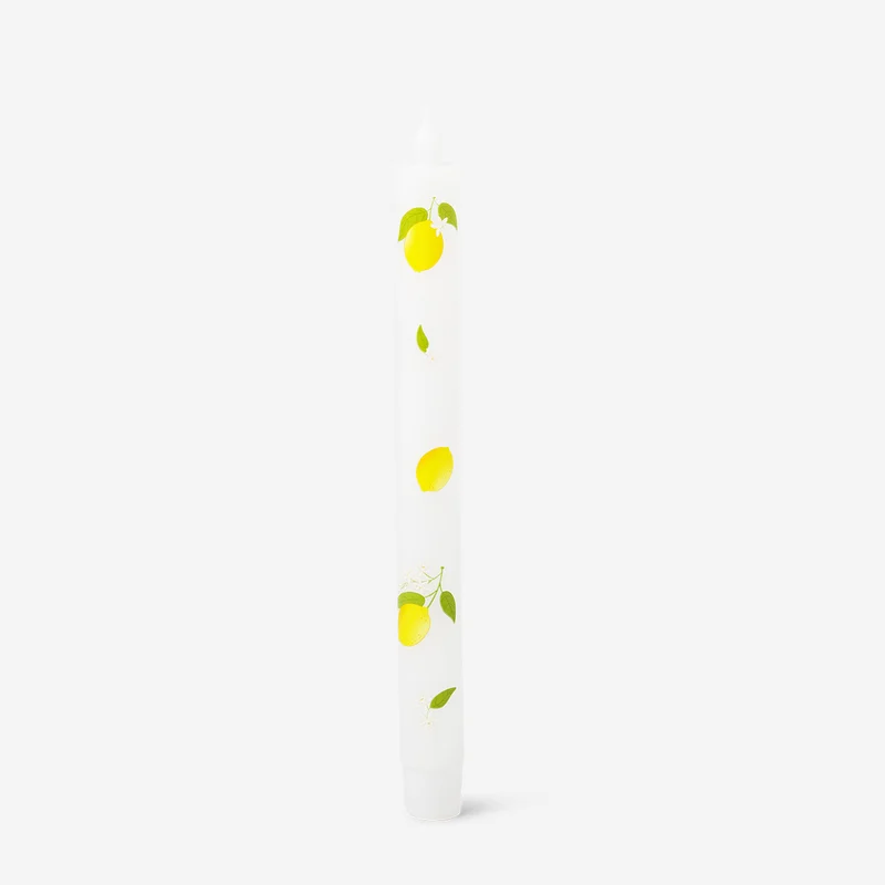 LED dinner candle with lemon print - 24 cm