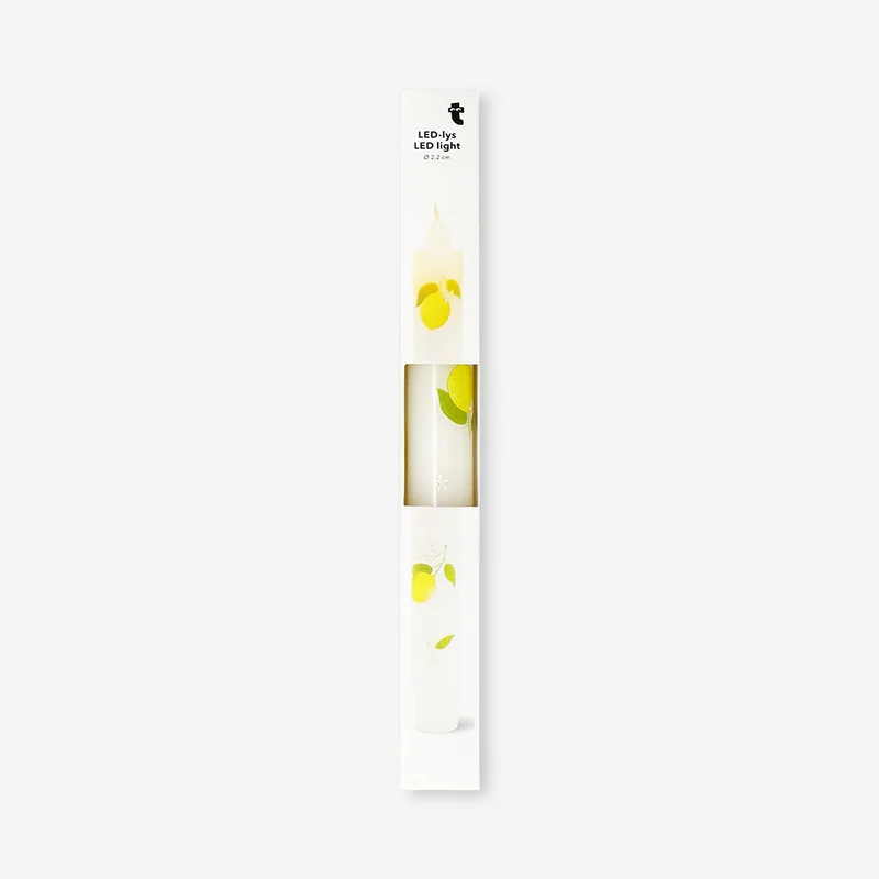 LED dinner candle with lemon print - 24 cm
