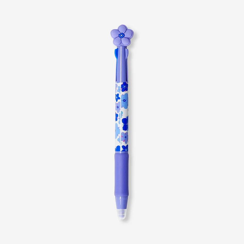 Multi-coloured ballpoint pen with erasable ink - Floral print