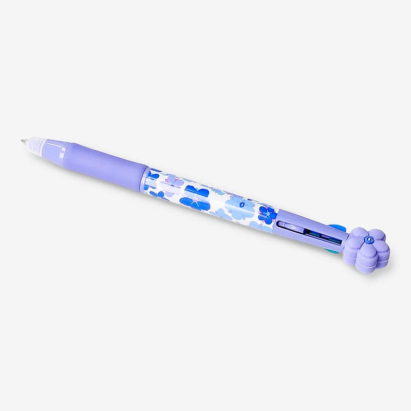 Multi-coloured ballpoint pen with erasable ink - Floral print