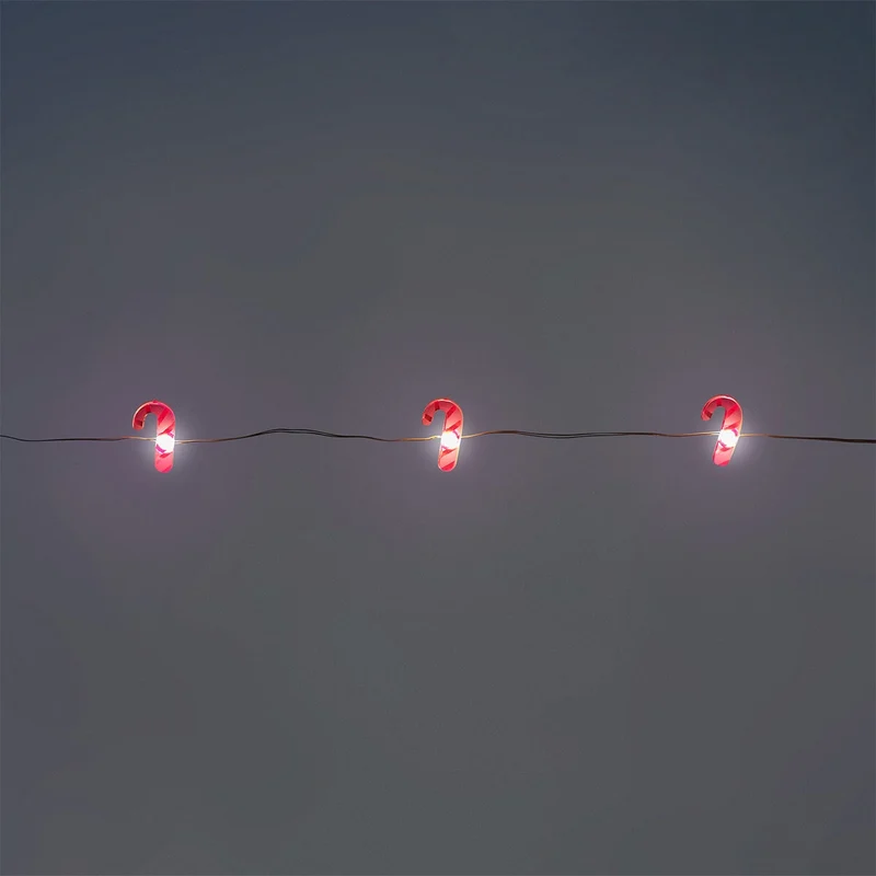 String lights with candy canes