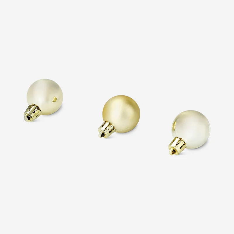 Gold small baubles in plastic - 16 pcs