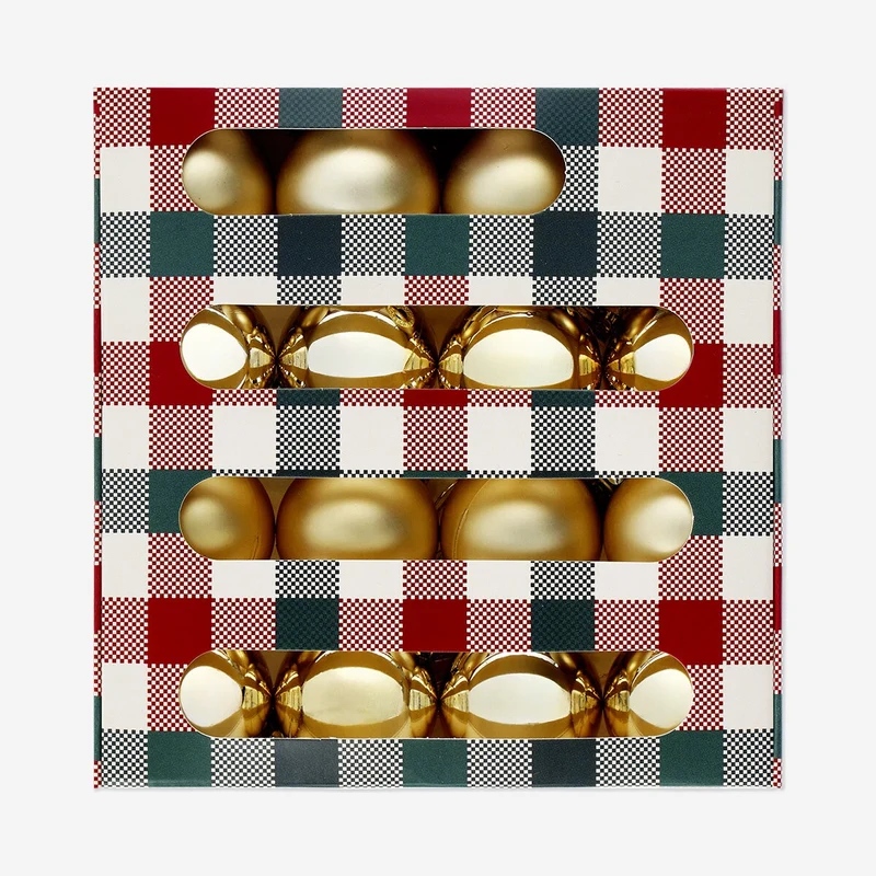 Gold small baubles in plastic - 16 pcs