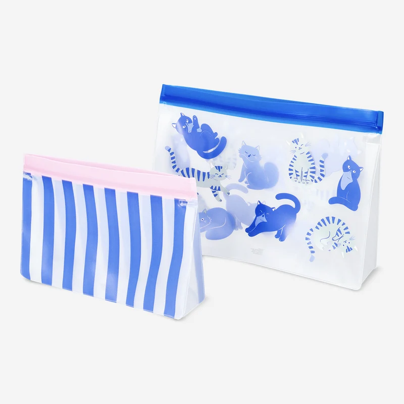 Grip seal bags with cats and stripes print - 2 pcs
