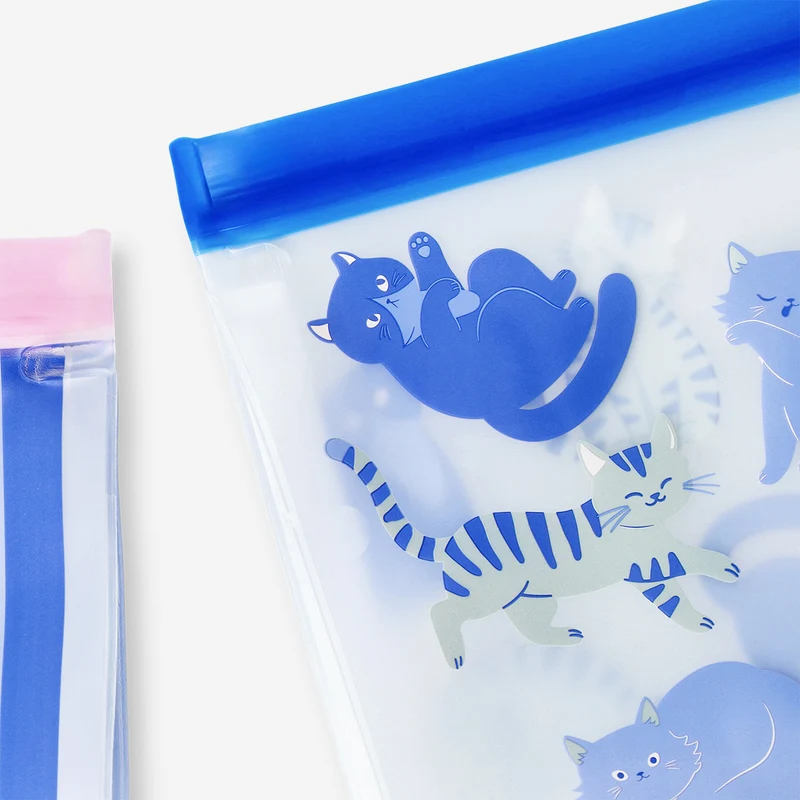 Grip seal bags with cats and stripes print - 2 pcs